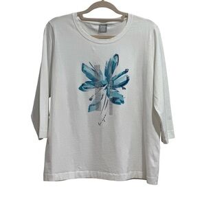 Rabe White and Blue Graphic Top